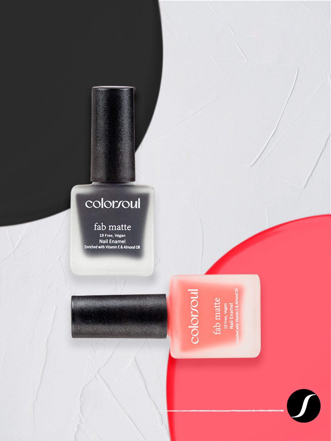 

Colorsoul Set of 2 Fab Matte Vegan Nail Enamel- Thunder Black,Pink Fiesta 8ml