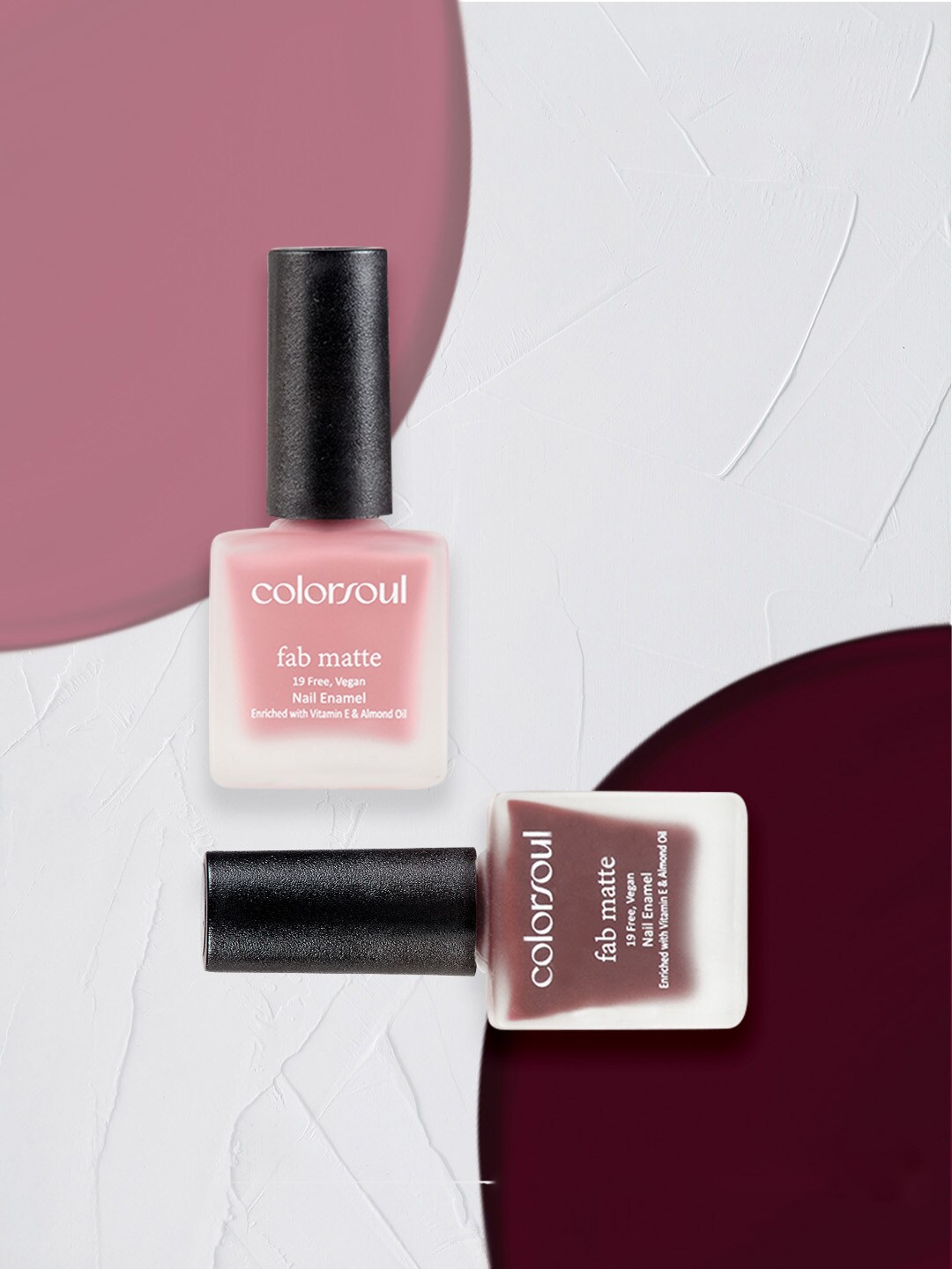 

Colorsoul Set of 2 Fab Matte Vegan Nail Enamel- Enamel Mulberry & Plum Mischief 8ml, Maroon