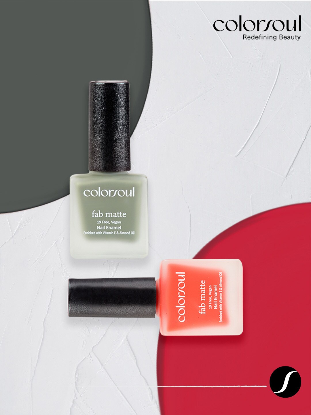 

Colorsoul Set of 2 Fab Matte Vegan Nail Enamel with Vitamin E & Almond Oil 8 ml (Each)-Damsel in Pink F05 & Fossil Grey F17, Olive
