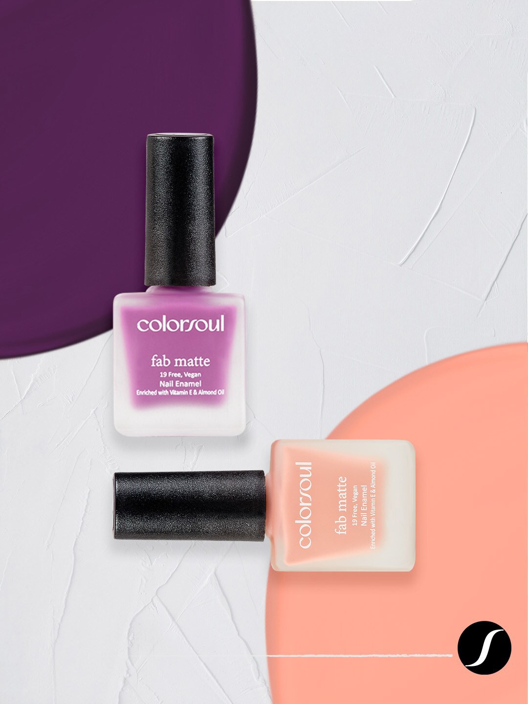 

Colorsoul Set of 2 Fab Matte Vegan Nail Enamel with Vitamin E & Almond Oil 8 ml (Each)-Subtle Nude F02 & Berry Pop F10, Purple