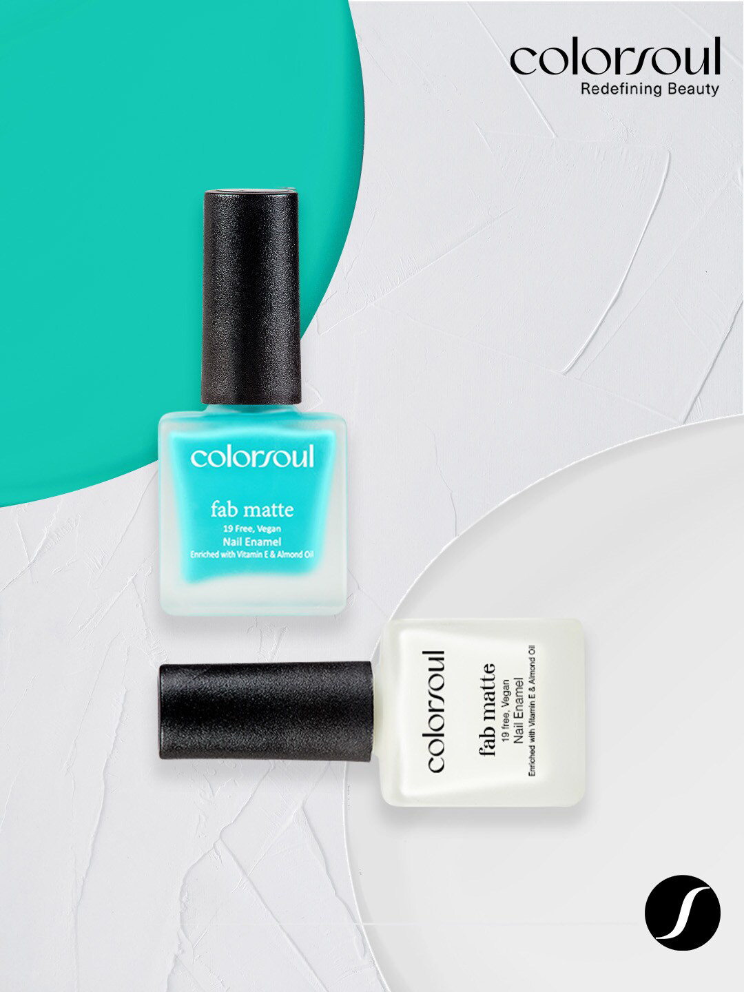 

Colorsoul Set of 2 Fab Matte Vegan Nail Enamel with Vitamin E & Almond Oil 8 ml (Each)-Fairy Wing F01 & Calm Blue F14, Turquoise blue