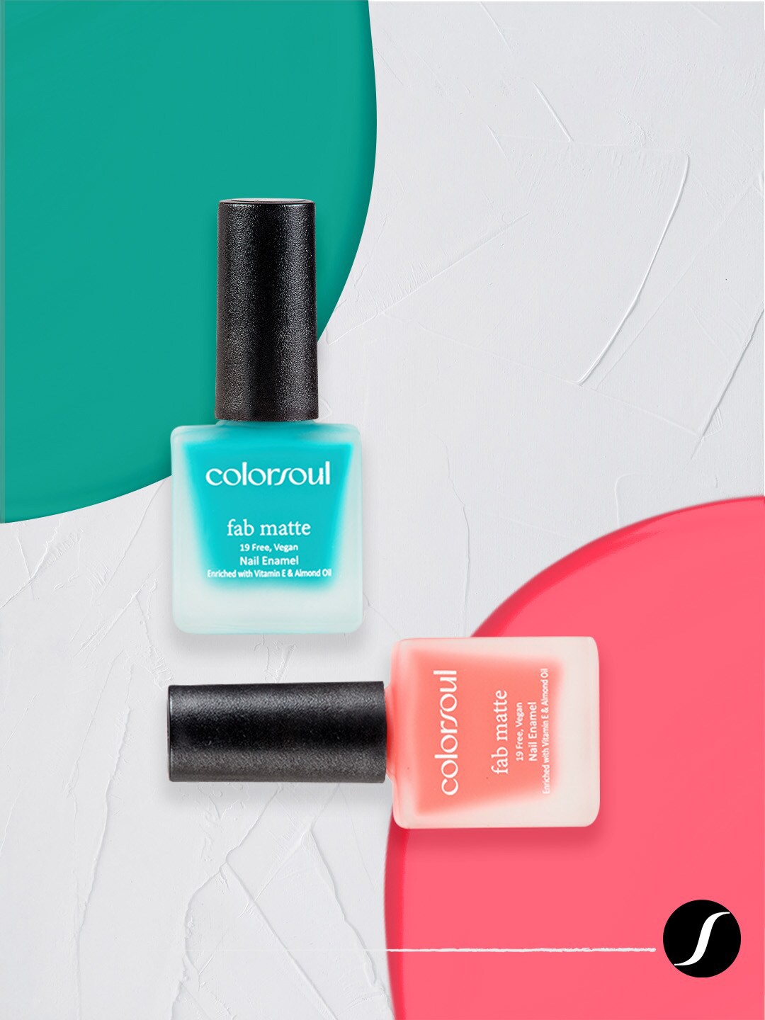 

Colorsoul Set of 2 Fab Matte Vegan Nail Enamel with Vitamin E & Almond Oil 8 ml (Each)-Pink Fiesta F04 & Aqua Carnival F15