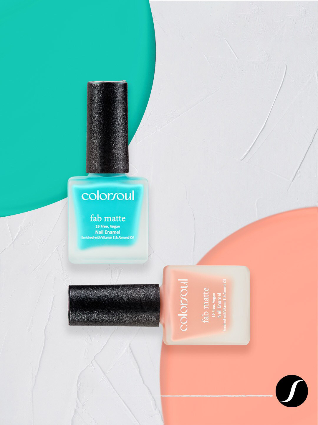 

Colorsoul Set of 2 Fab Matte Vegan Nail Enamel with Vitamin E & Almond Oil 8 ml (Each)-Subtle Nude F02 & Calm Blue F14, Turquoise blue