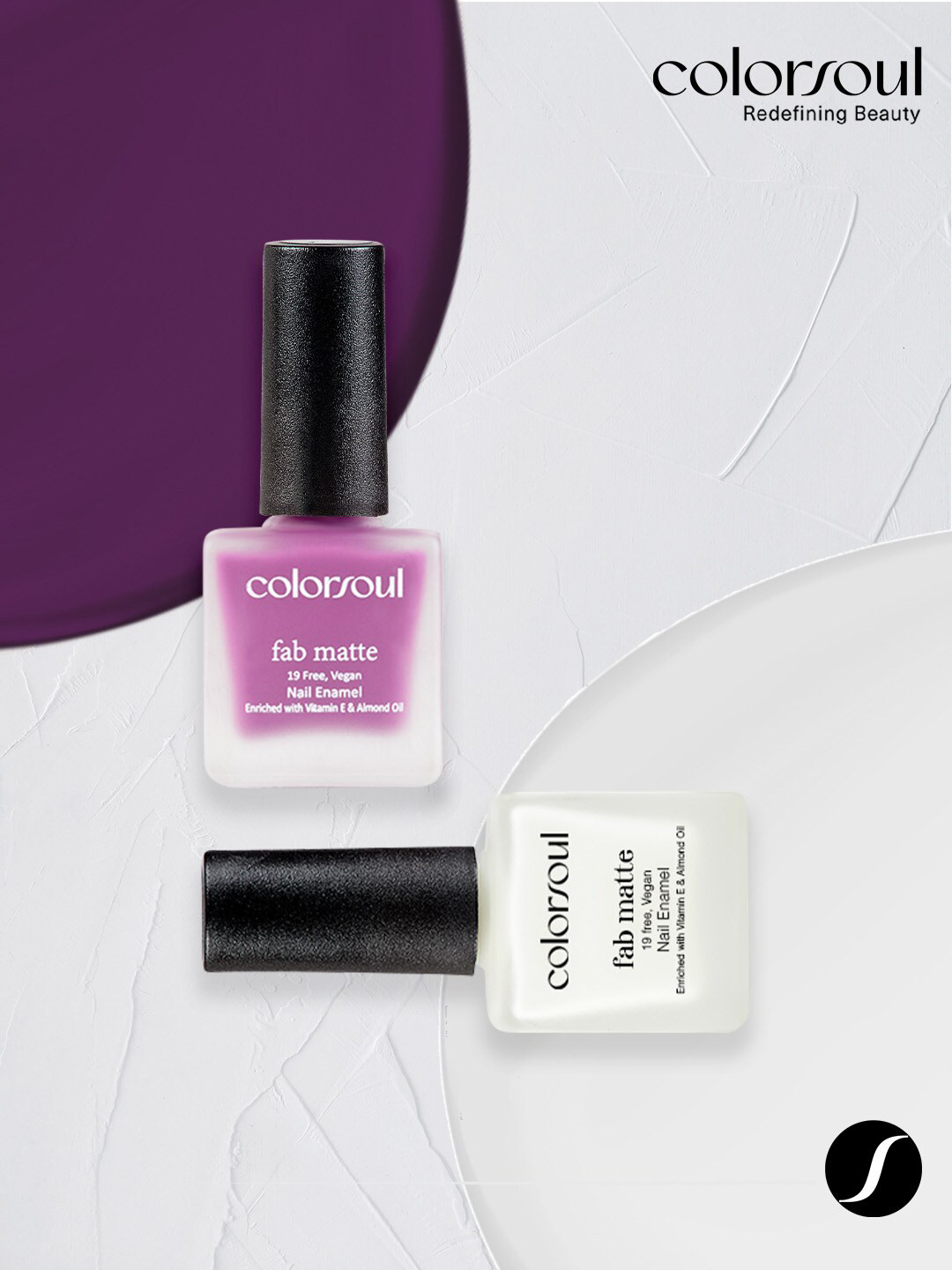 

Colorsoul Set of 2 Fab Matte Vegan Nail Enamel with Vitamin E & Almond Oil 8 ml (Each)-Fairy Wing F01 & Berry Pop F10, Purple