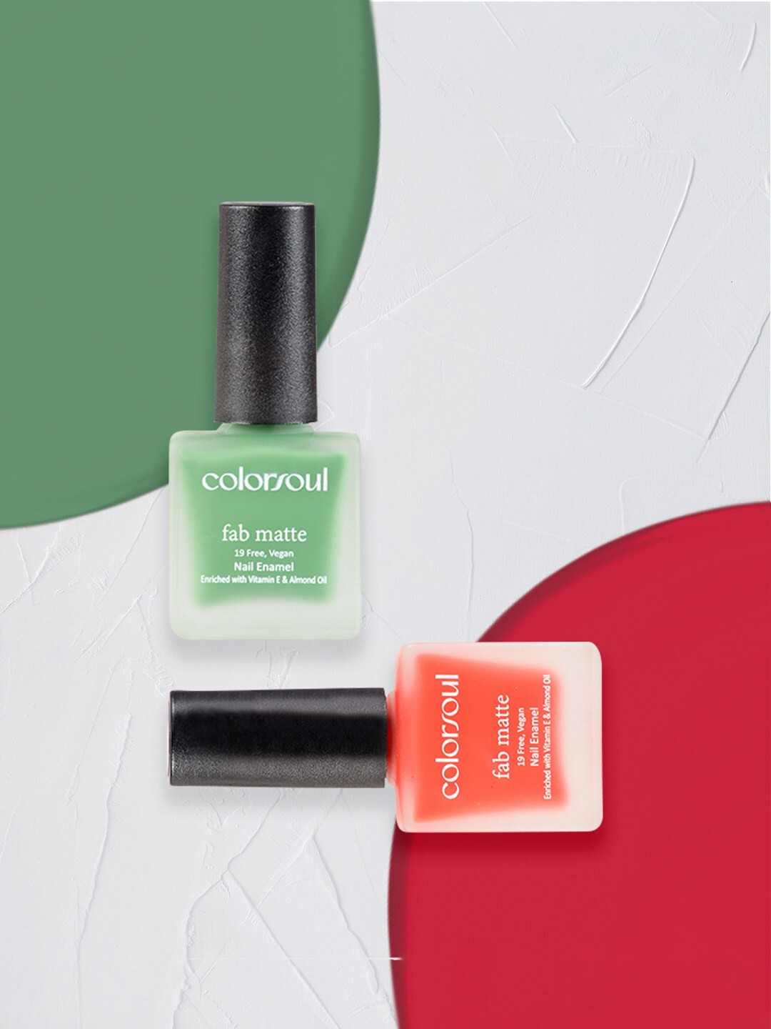 

Colorsoul Set of 2 Fab Matte Vegan Nail Enamel with Vitamin E & Almond Oil 8 ml (Each)-Damsel in Pink F05 & Fern Green F16