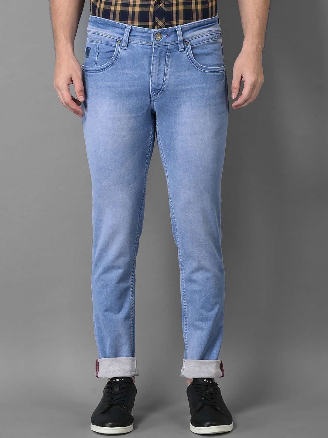 

American Archer Men Blue Smart Skinny Fit Low-Rise Heavy Fade Stretchable Jeans