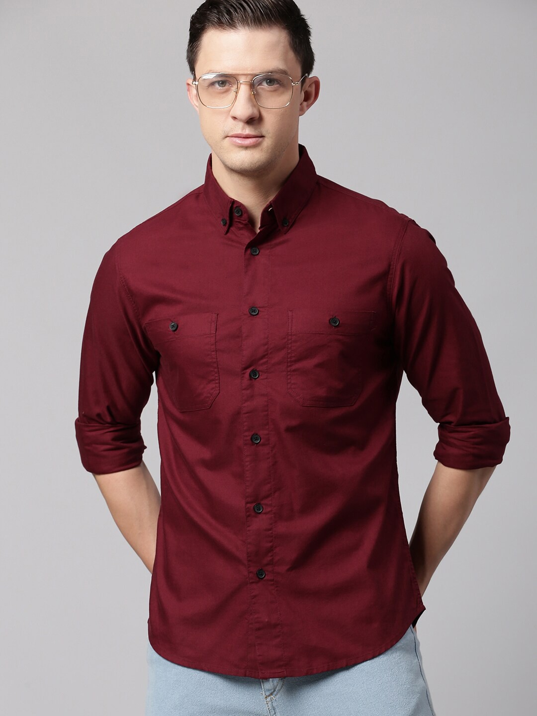 

Dennis Lingo Men Maroon Slim Fit Casual Shirt
