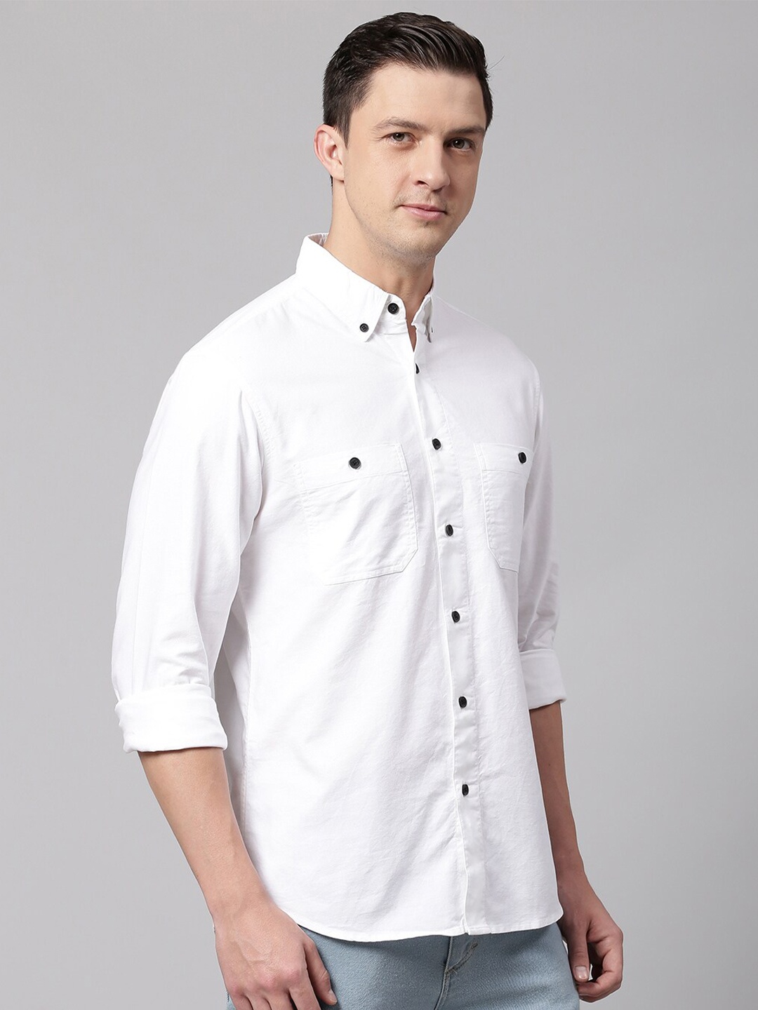 

Dennis Lingo Men White Slim Fit Casual Shirt