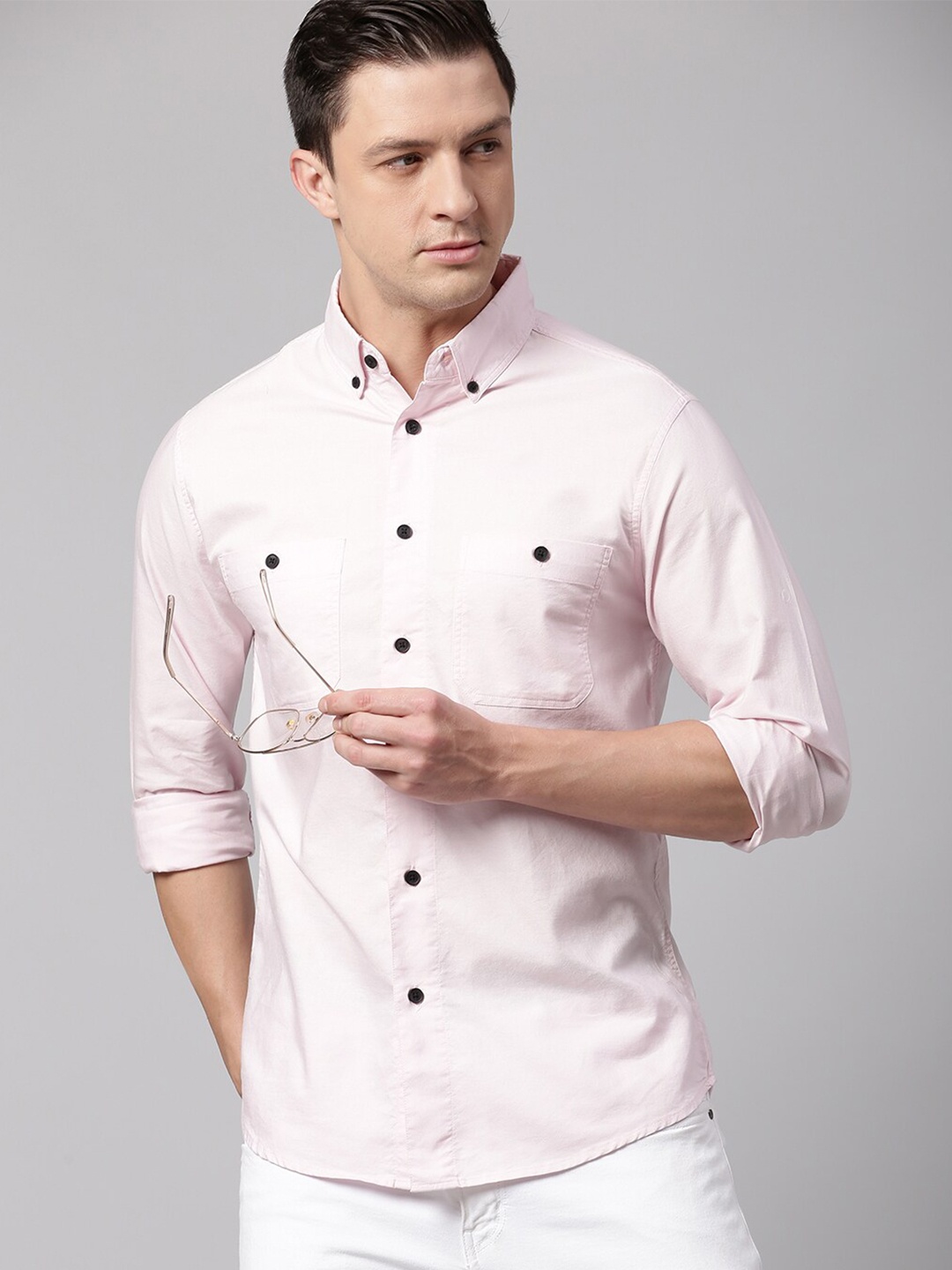 

Dennis Lingo Men Pink Slim Fit Casual Shirt