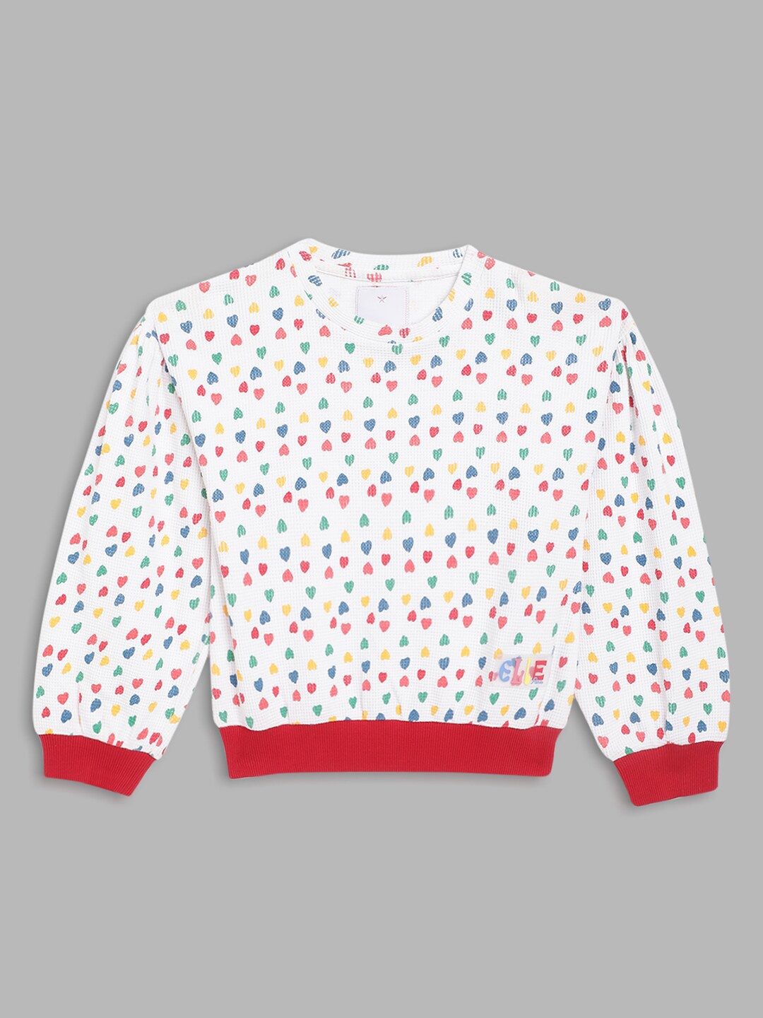 

ELLE Girls White & Red Conversational Printed Top