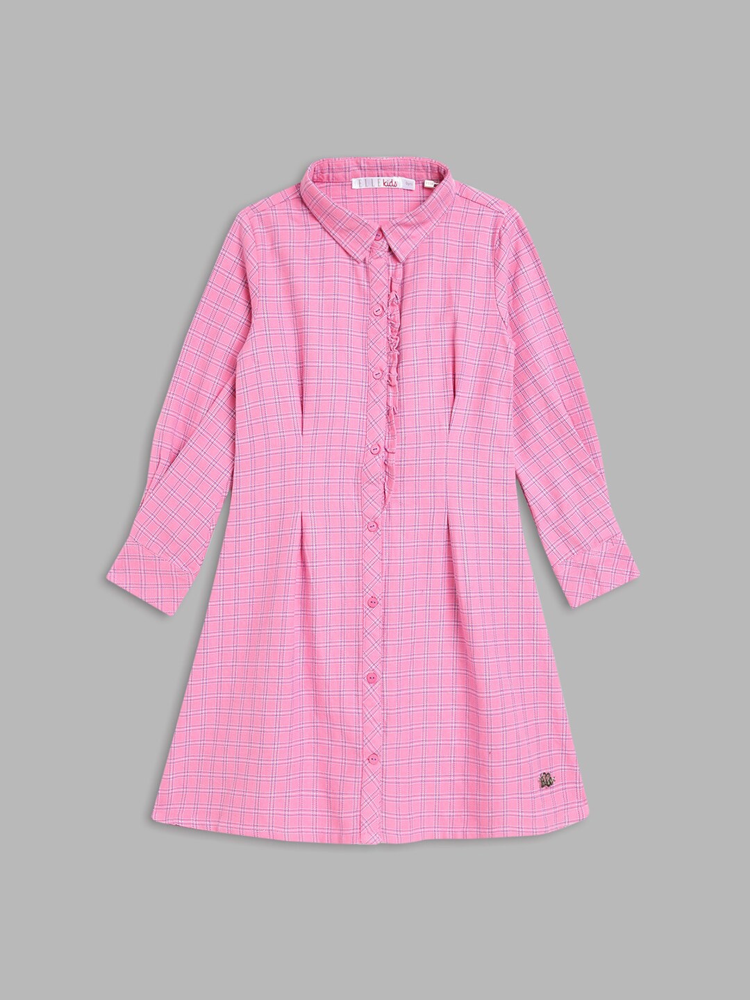 

ELLE Girls Pink Checked Shirt Cotton Dress