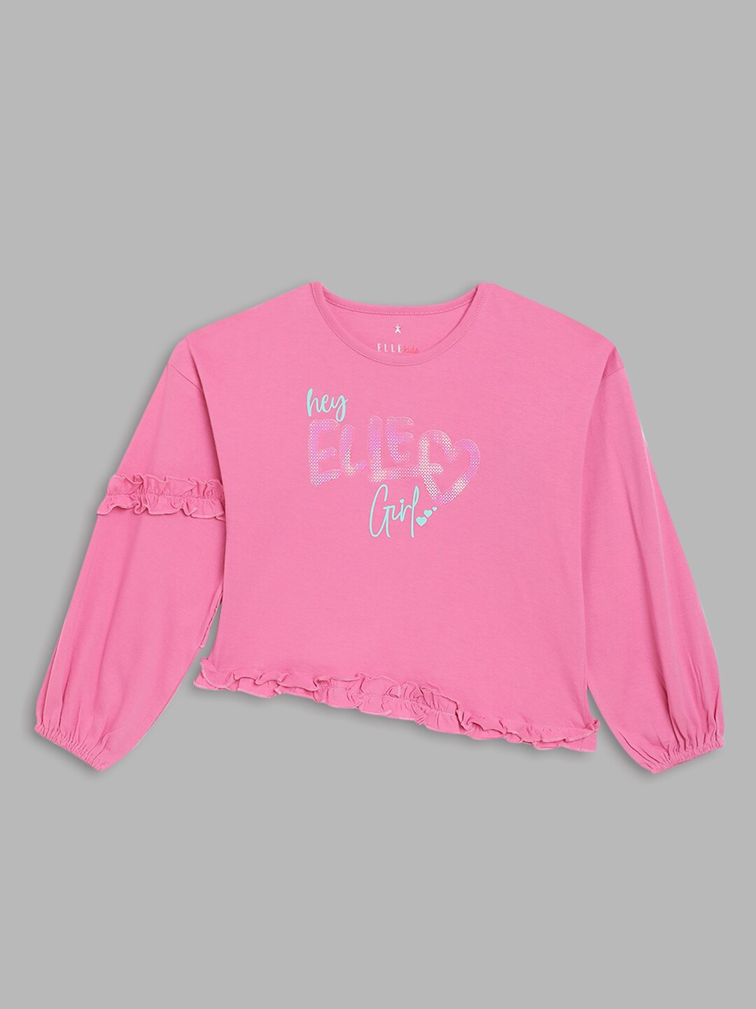 

ELLE Girls Pink Typography Printed T-shirt