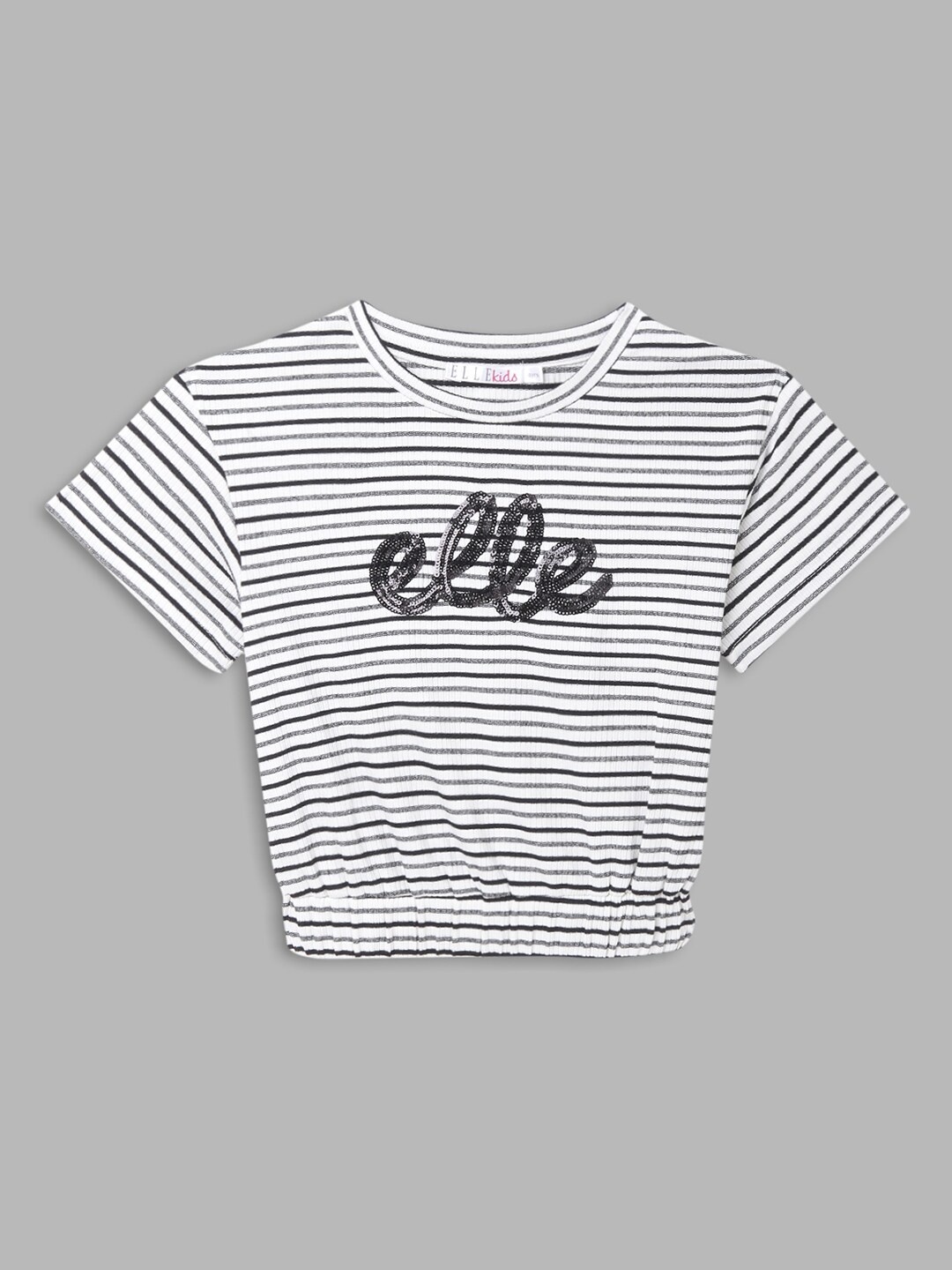 

ELLE Girls White & Black Striped T-shirt