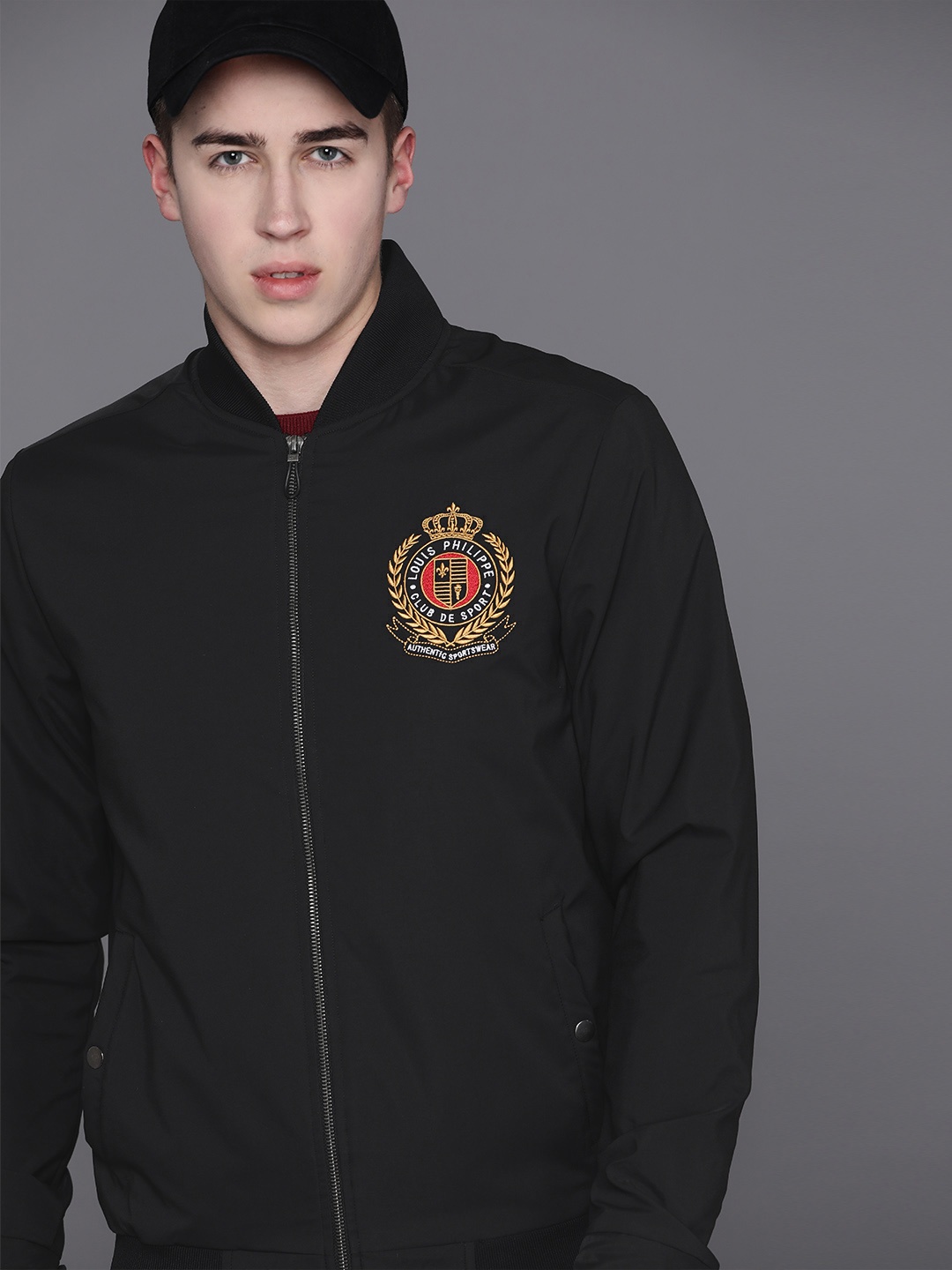 

Louis Philippe Sport Brand Logo Embroidered Sporty Jacket, Black