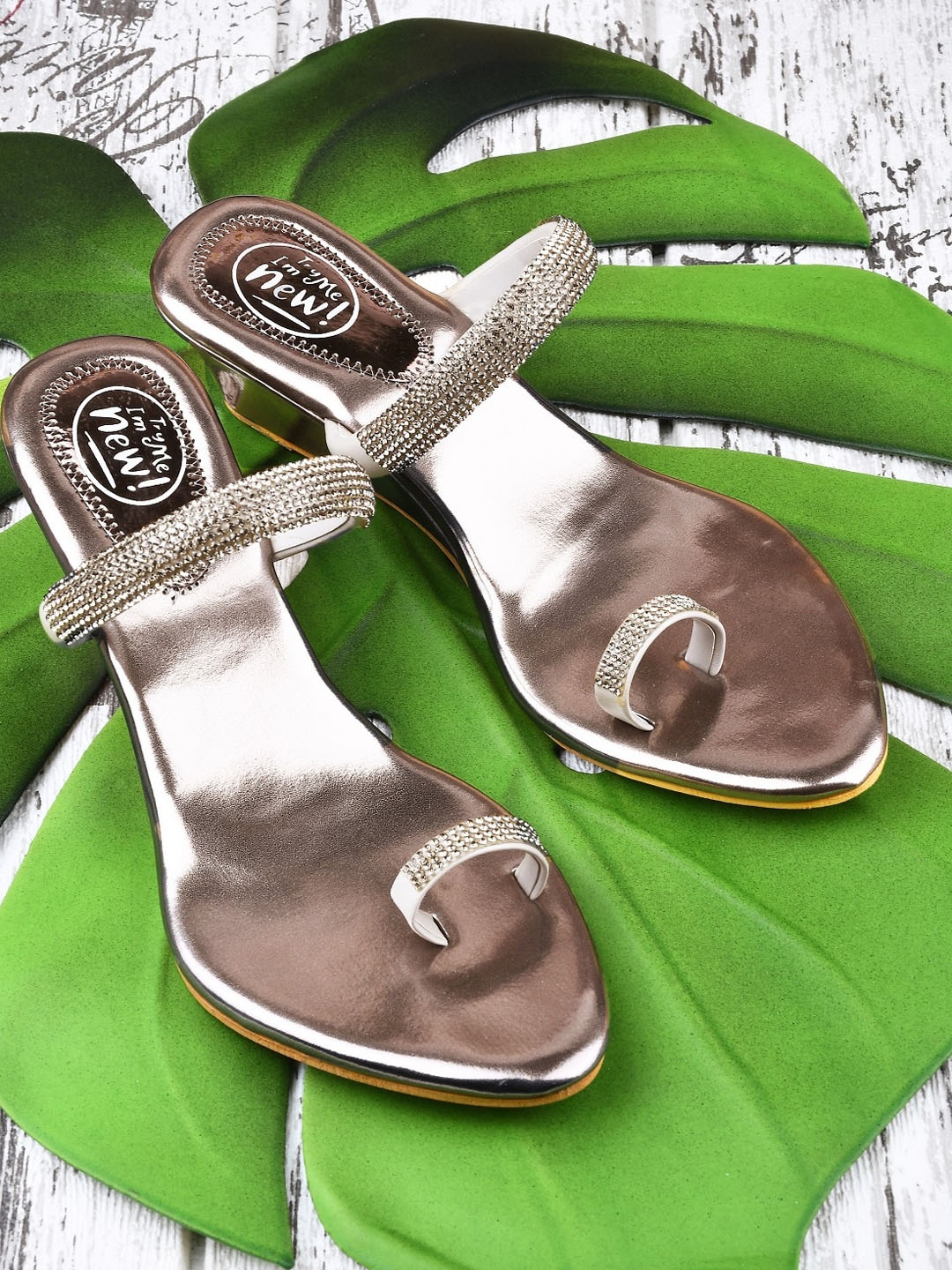 

Try Me Silver-Toned Party Block Pumps with Buckles