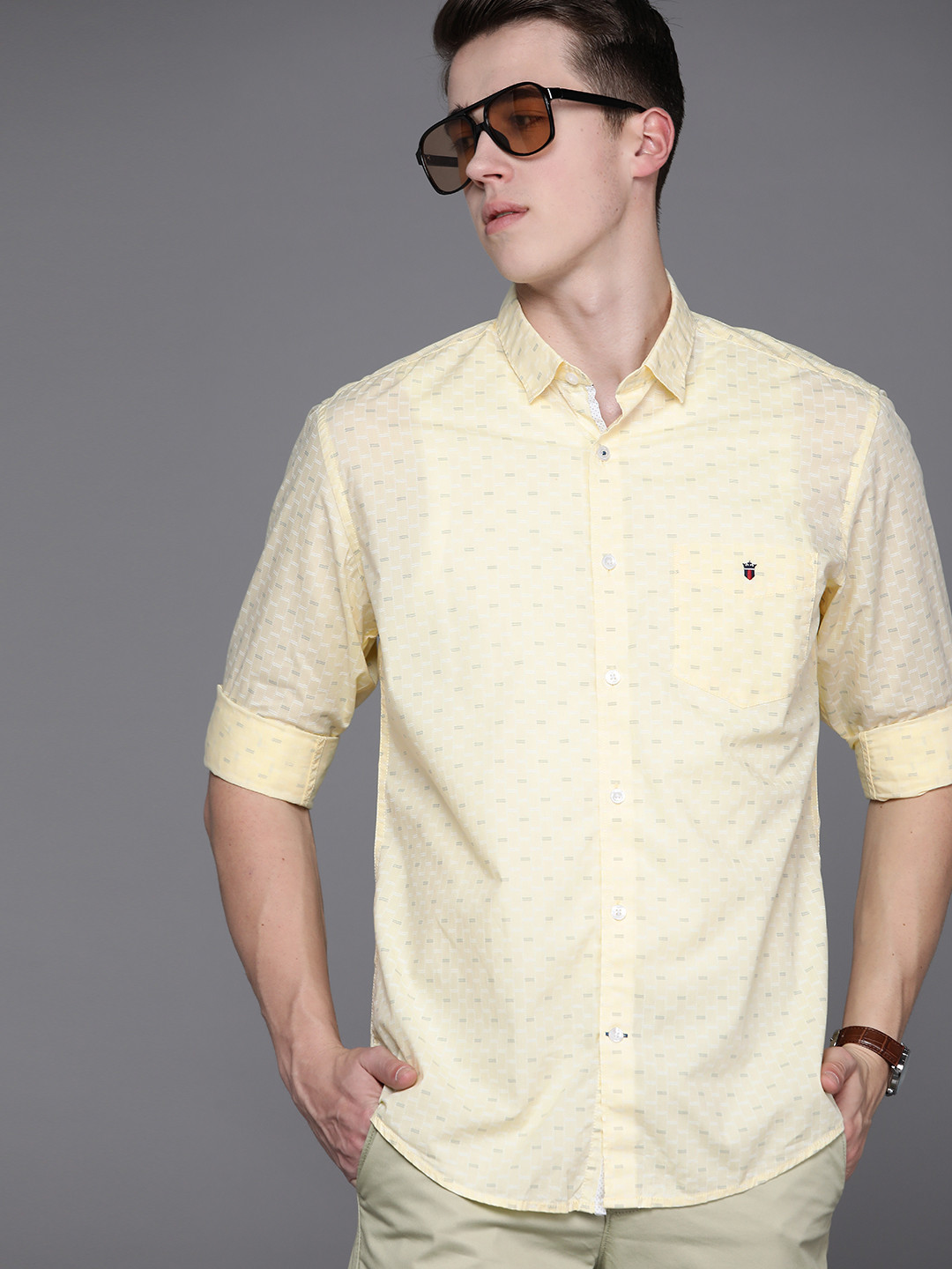 

Louis Philippe Sport Men Pure Cotton Slim Fit Printed Casual Shirt, Yellow