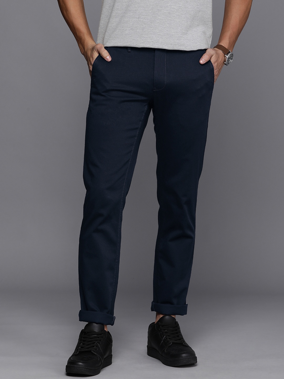 

Louis Philippe Sport Men Slim Fit Trousers, Navy blue