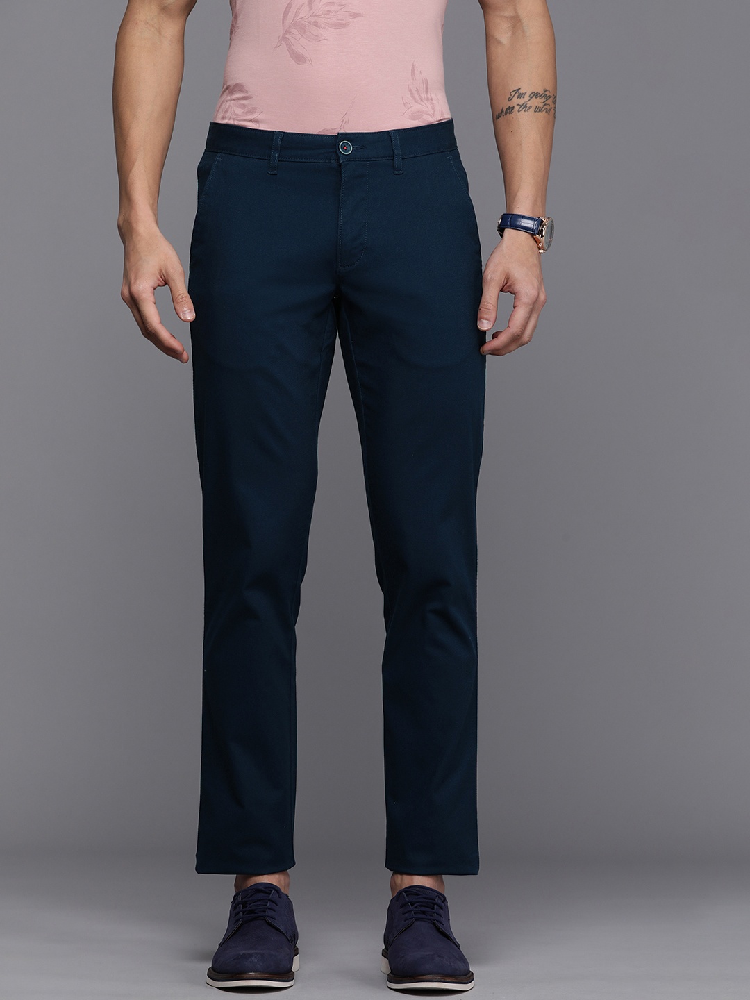 

Louis Philippe Sport Men Slim Fit Casual Trousers, Navy blue