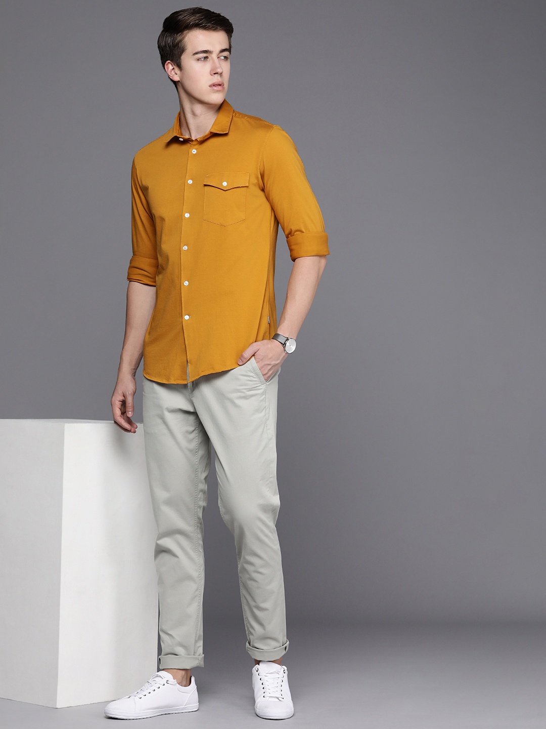 

Louis Philippe Sport Men Pure Cotton Super Slim Fit Opaque Casual Shirt, Mustard