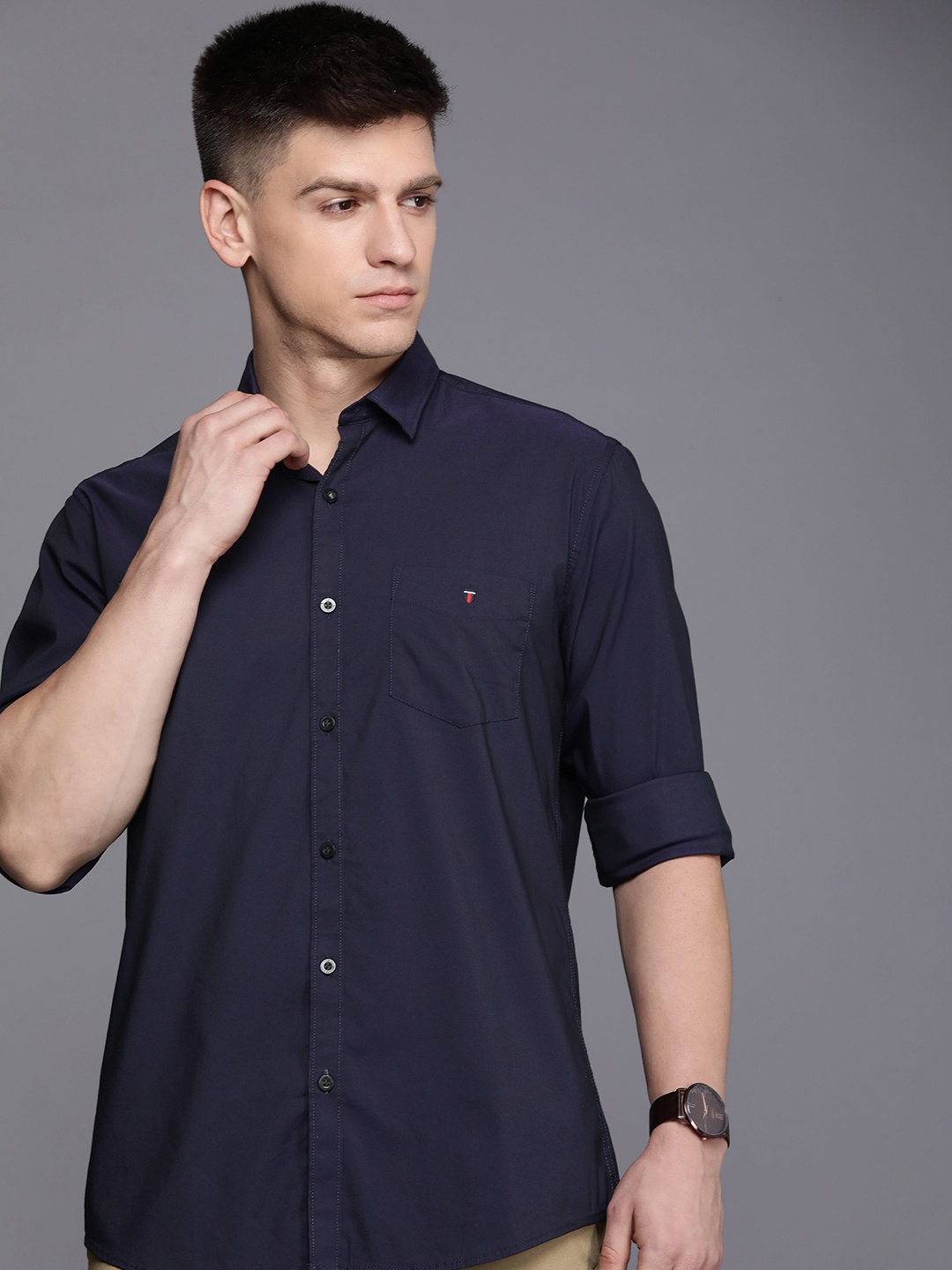 

Louis Philippe Sport Solid Slim Fit Casual Shirt, Navy blue