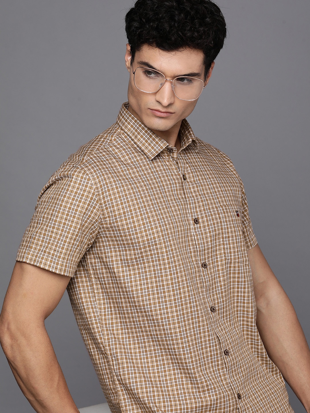 

Louis Philippe Sport Men Brown Slim Fit Checked Pure Cotton Casual Shirt