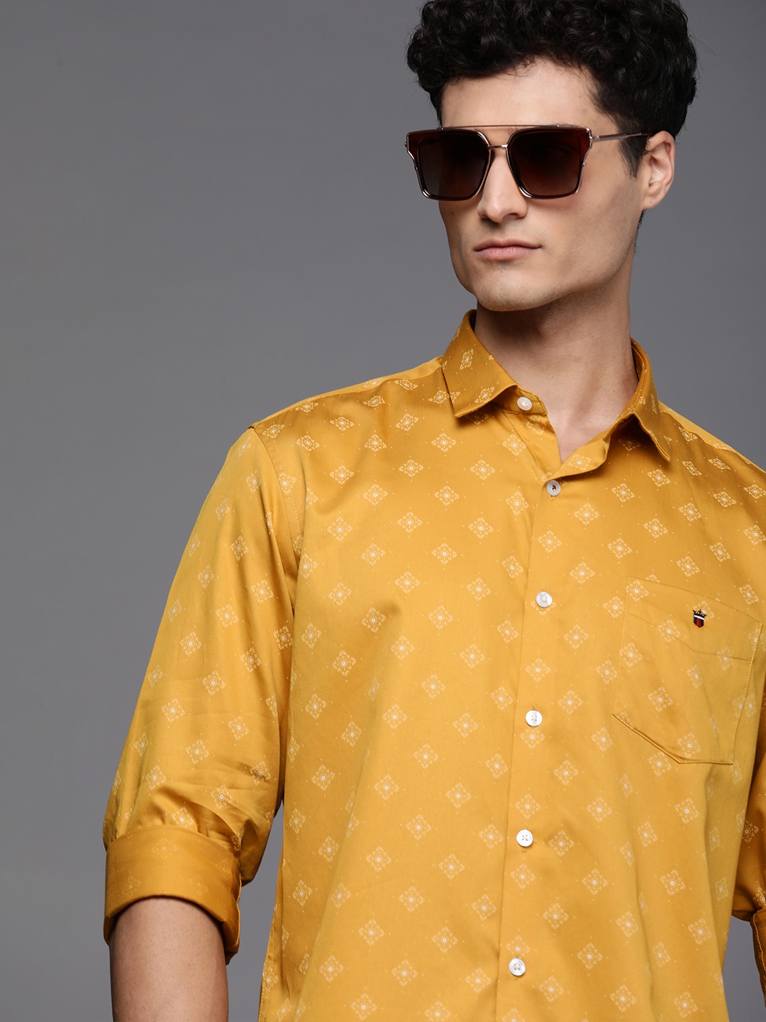 

Louis Philippe Sport Men Slim Fit Printed Pure Cotton Casual Shirt, Mustard