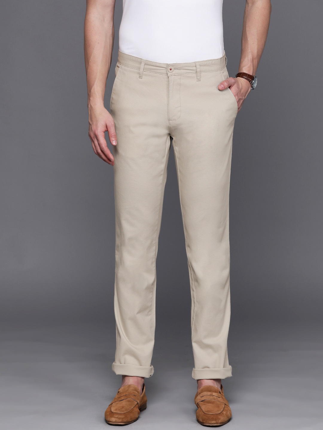 

Louis Philippe Sport Men Super Slim Fit Trousers, Beige