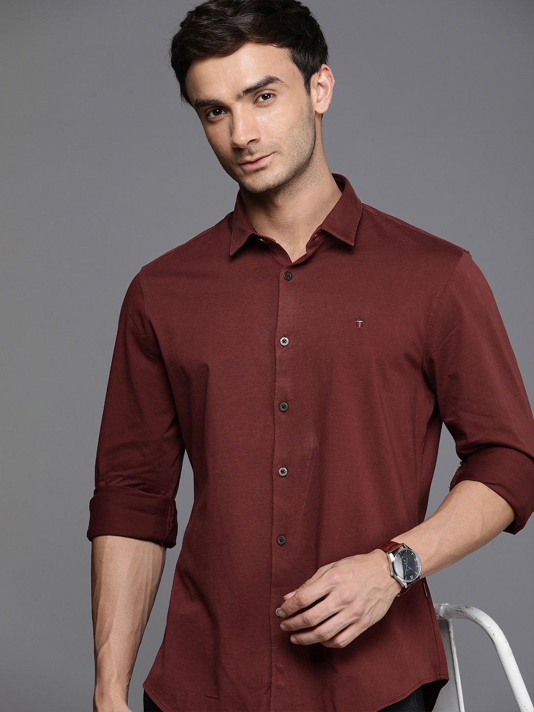 

Louis Philippe Sport Solid Slim Fit Pure Cotton Casual Shirt, Maroon