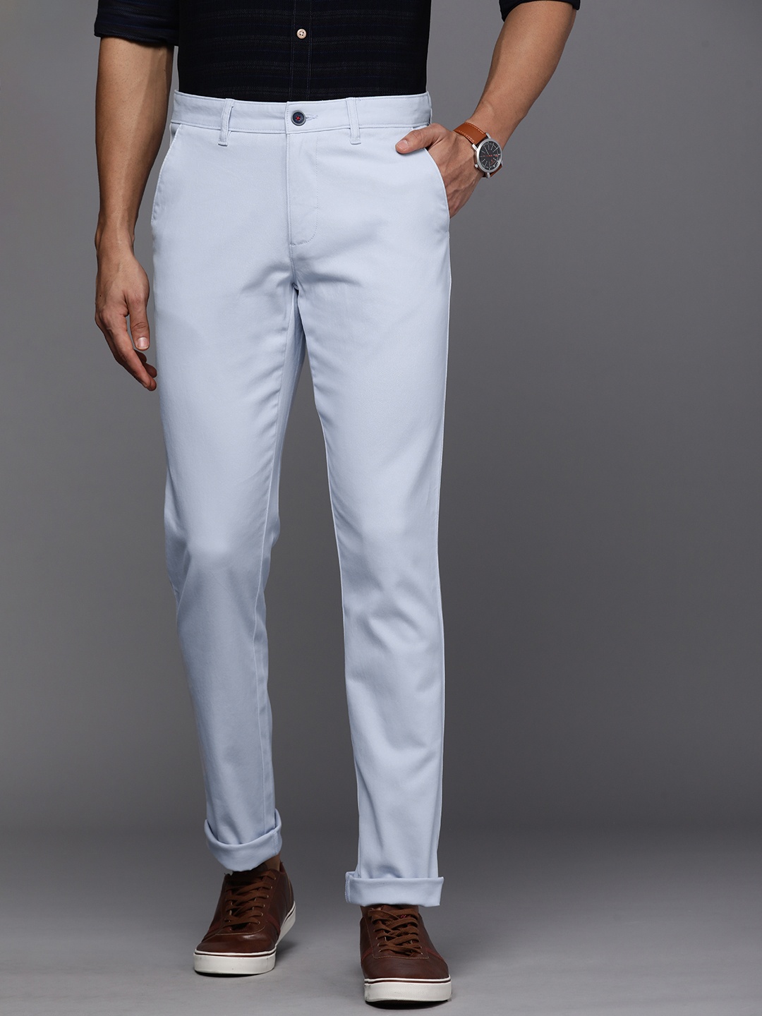 

Louis Philippe Sport Men Blue Solid Slim Fit Chinos Trousers