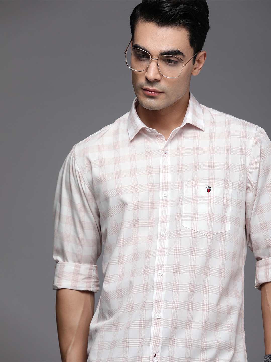 

Louis Philippe Sport Men White & Brown Slim Fit Tartan Checked Casual Shirt