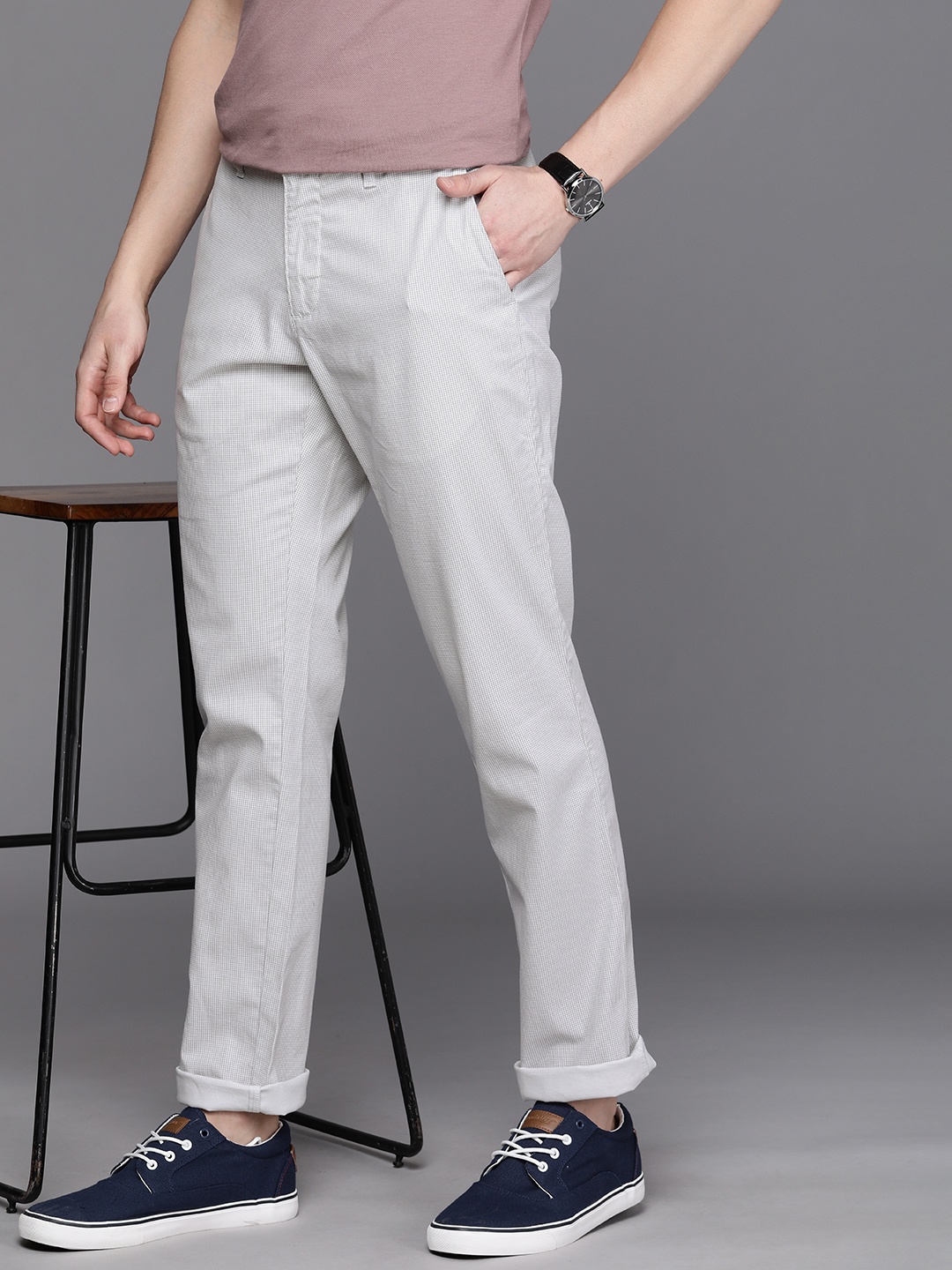

Louis Philippe Sport Men Textured Slim Fit Regular Trousers, White