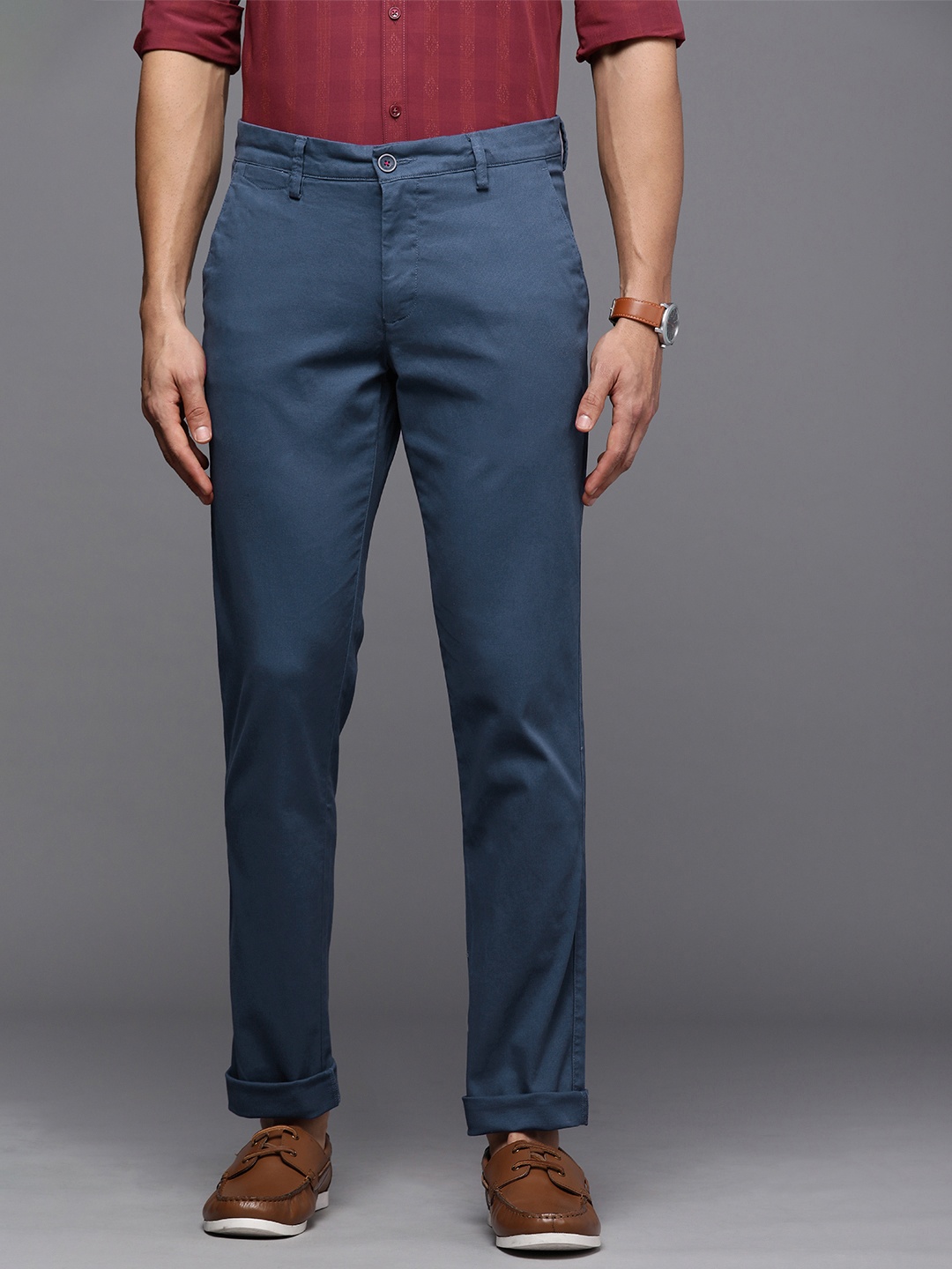 

Louis Philippe Sport Men Solid Slim Fit Trousers, Blue