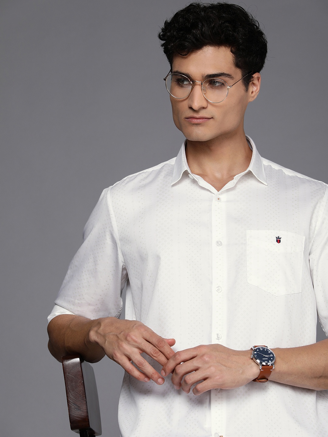 

Louis Philippe Sport Slim Fit Printed Pure Cotton Casual Shirt, White
