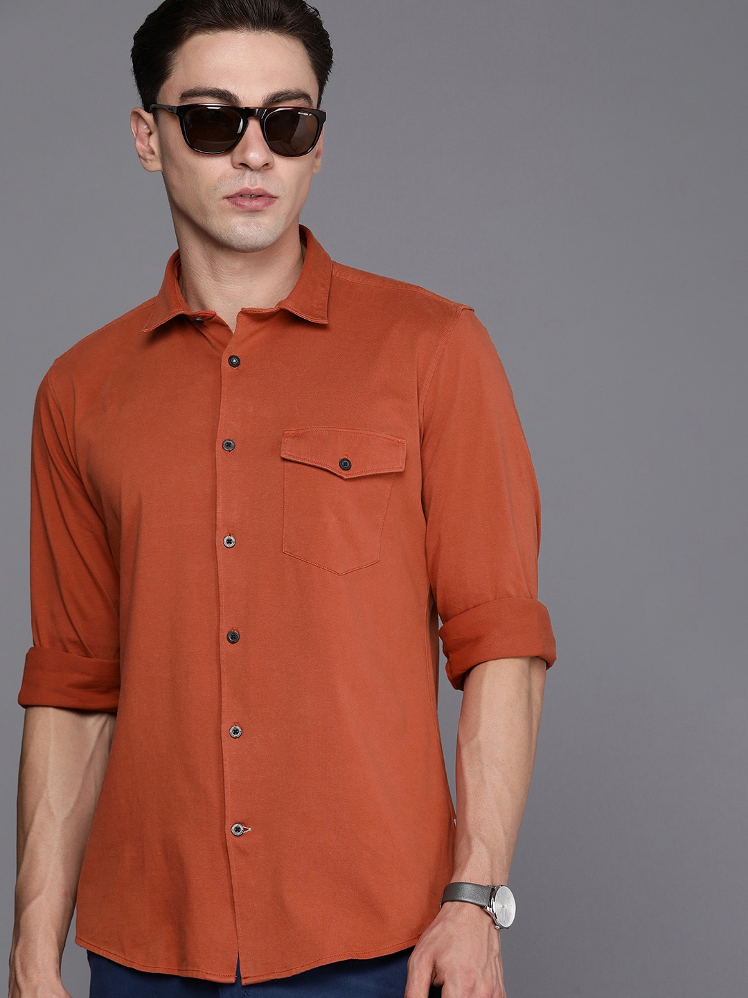 

Louis Philippe Sport Super Slim Fit Pure Cotton Casual Shirt, Rust