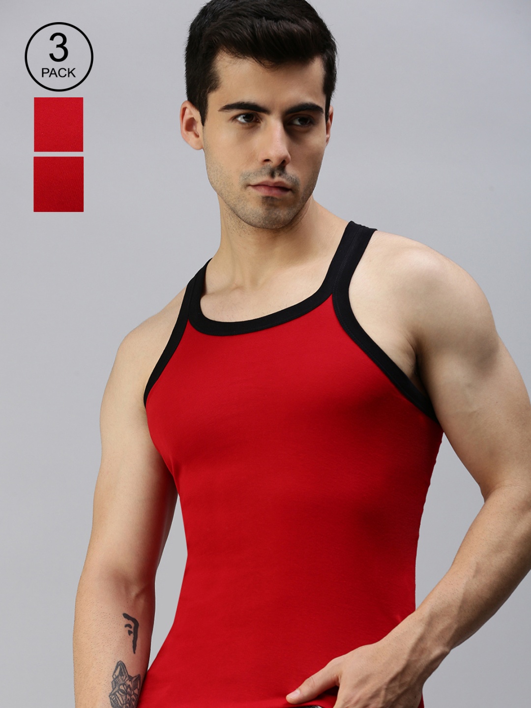 

Lux Cozi Pack of 3 Innerwear Vests COZI_XYLO_333, Red