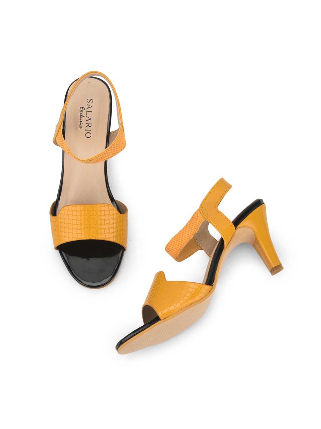 

SALARIO Textured PU Kitten Heels, Yellow