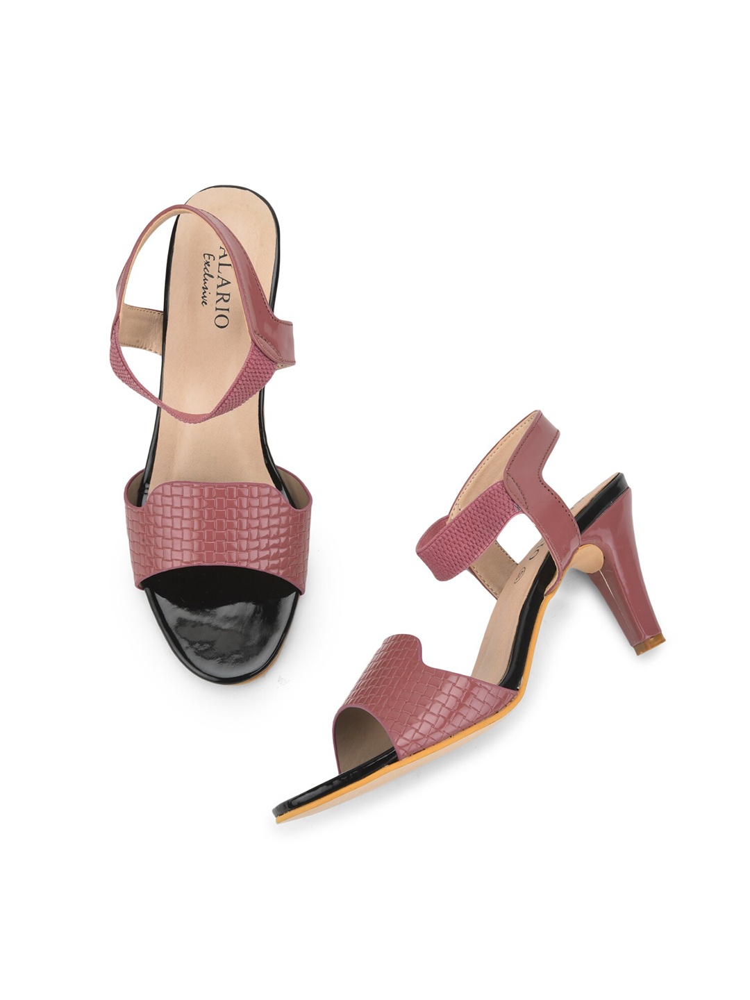 

SALARIO Rust & Black Textured PU Kitten Heels