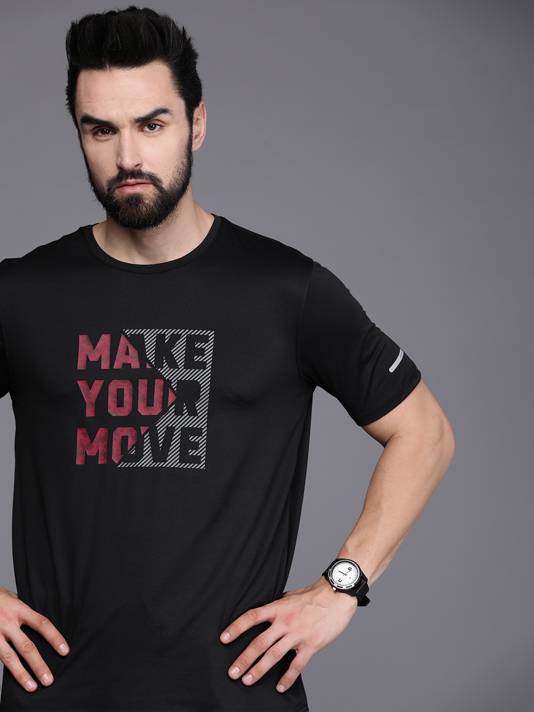 

Louis Philippe ATHPLAY Men Black Typography Printed T-shirt