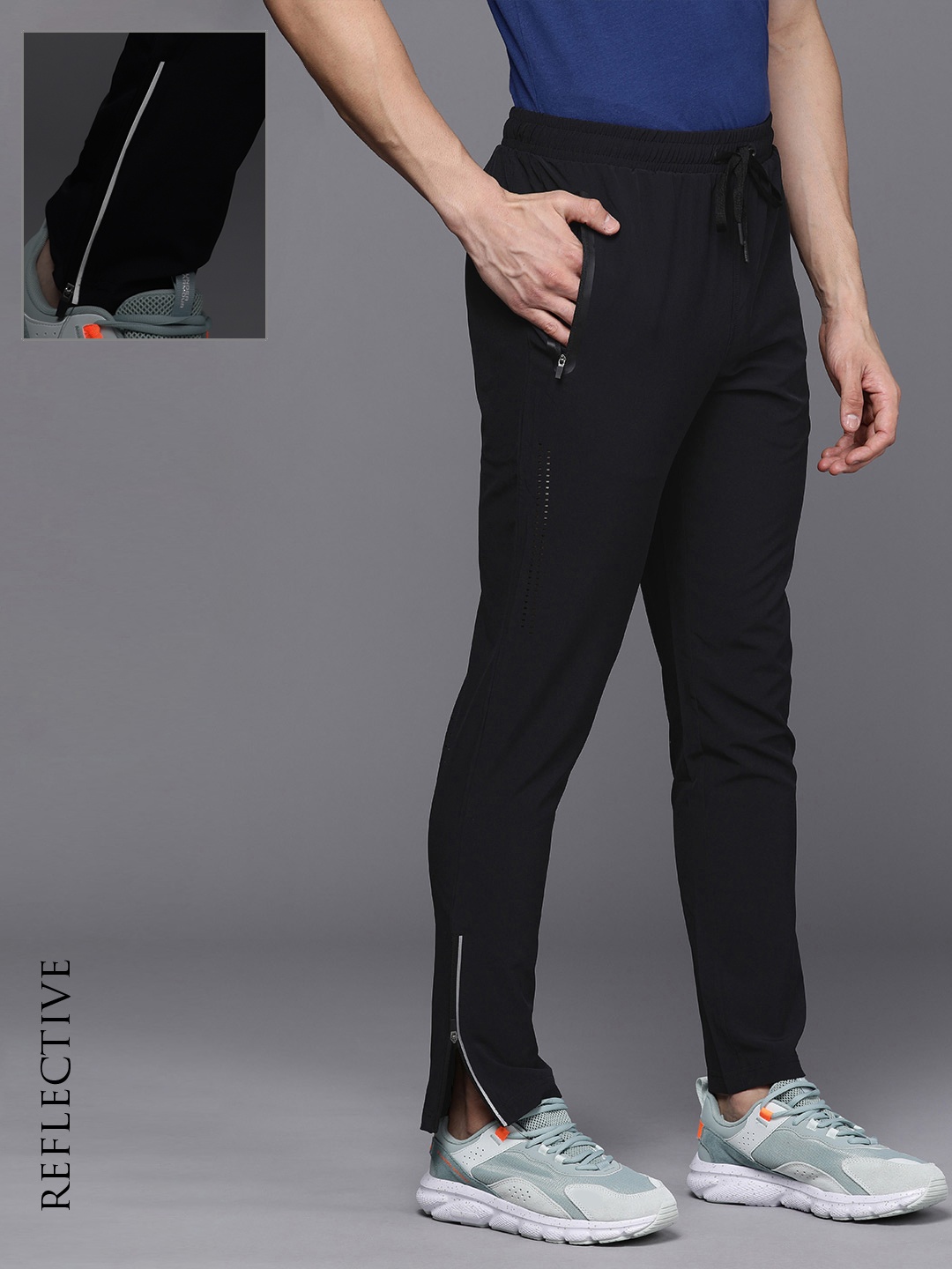 

Louis Philippe ATHPLAY Men Mid-Rise Slim Fit Track Pants With Draw Cords Closure, Black