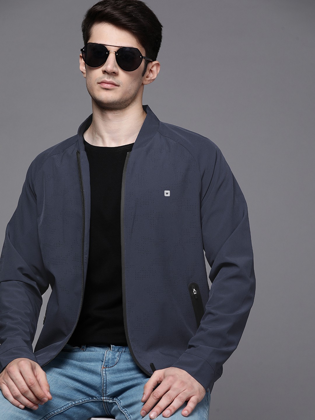 

Louis Philippe ATHPLAY Men Navy Blue Solid Tailored Jacket