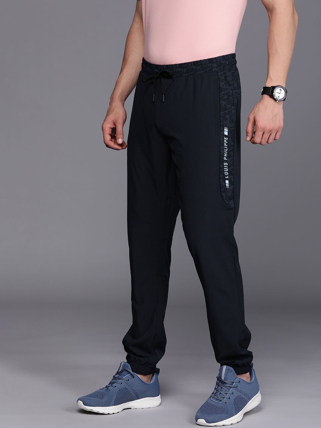 

Louis Philippe ATHPLAY Men Navy Blue Solid Slim-Fit Joggers