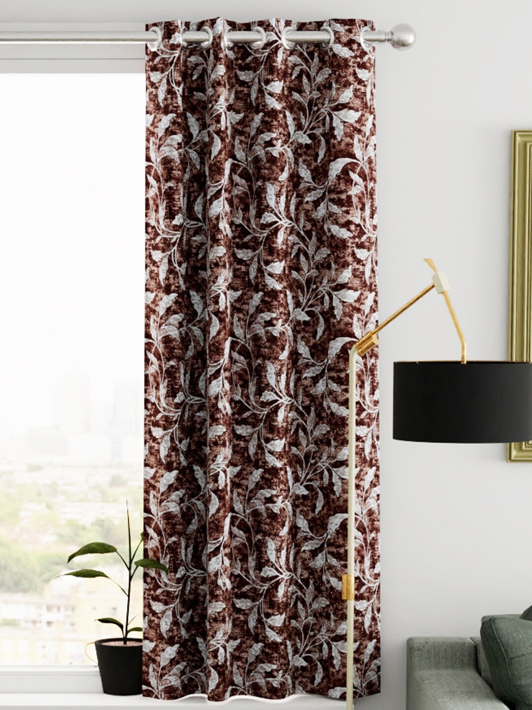 

KOPA Brown & White Floral Window Curtain