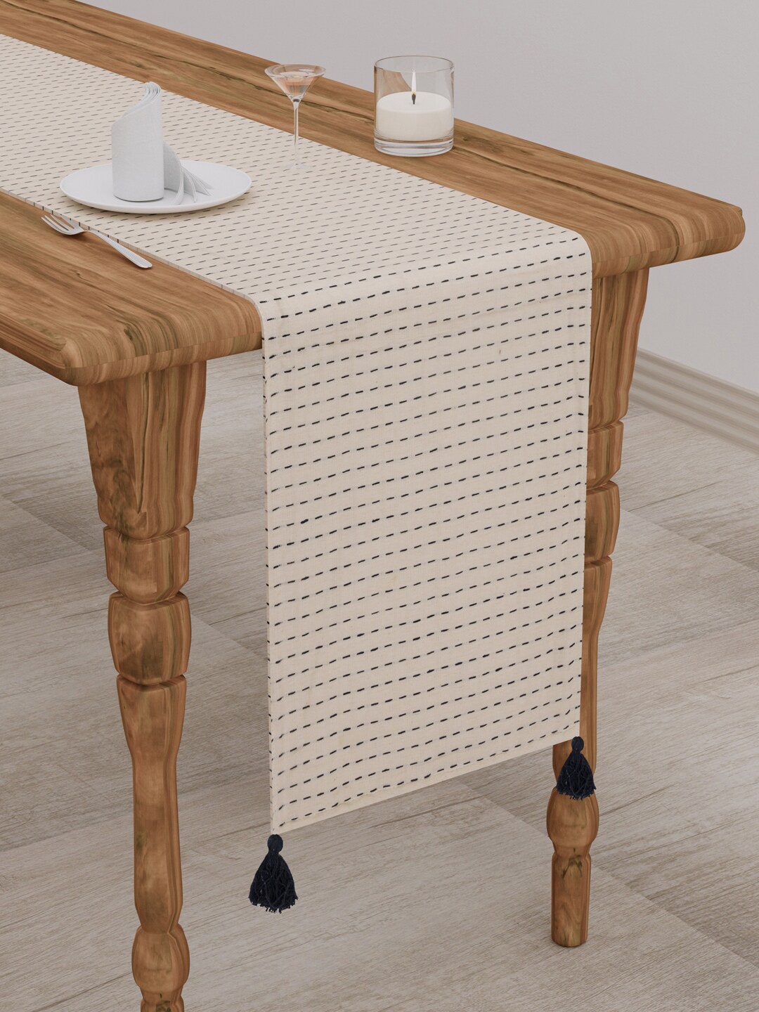 

Gulaab Jaipur White & Black Embroided Rectangle Pure Cotton Table Runners