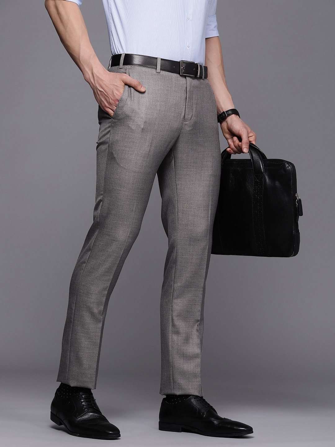 

Raymond Men Slim Fit Formal Trousers, Grey