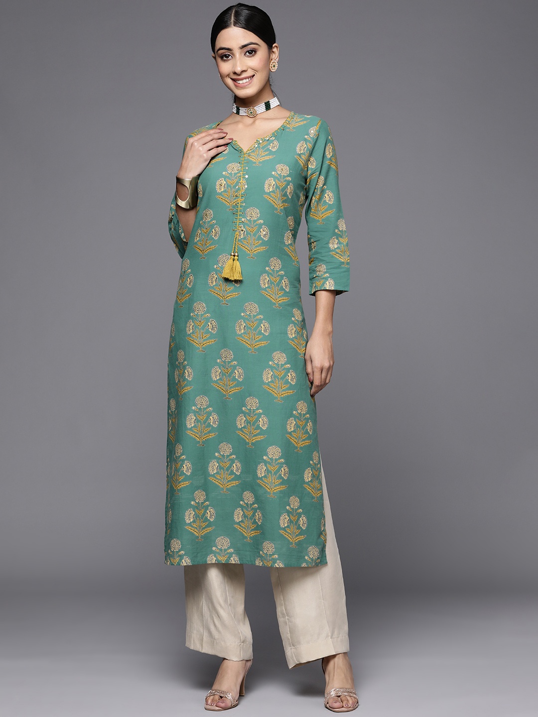 

Varanga Women Ethnic Motifs Printed Kurta, Green