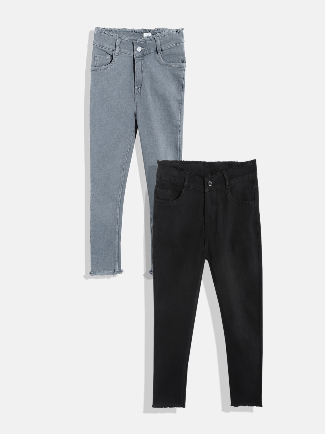 

MANZON Girls Pack of 2 Slim Fit Stretchable Jeans, Black
