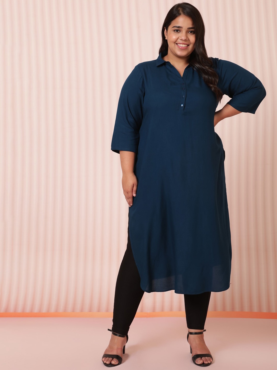 

Amydus Women Plus Size Blue Pathani Kurta