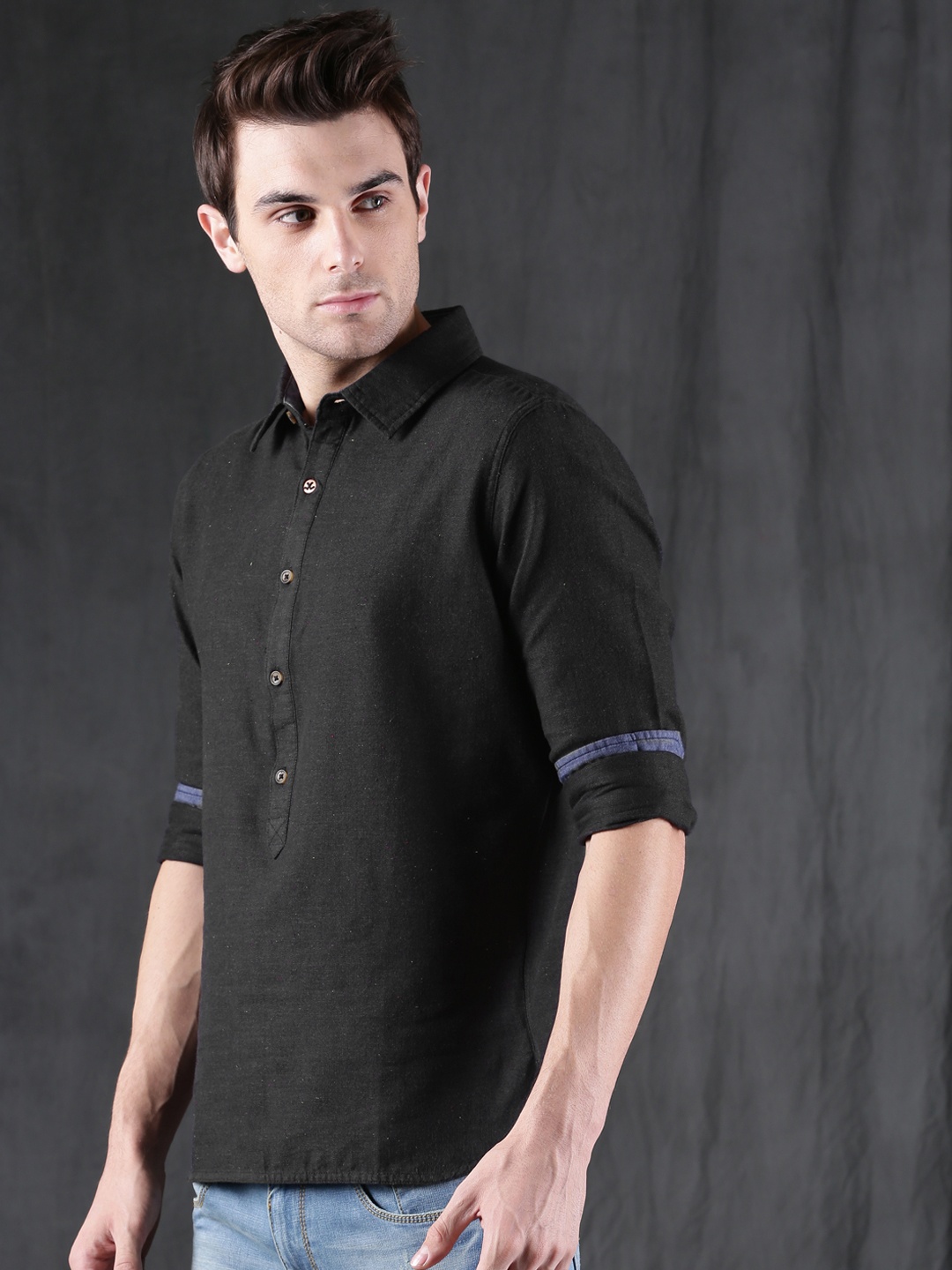 

WROGN Men Black Slim Fit Solid Casual Shirt