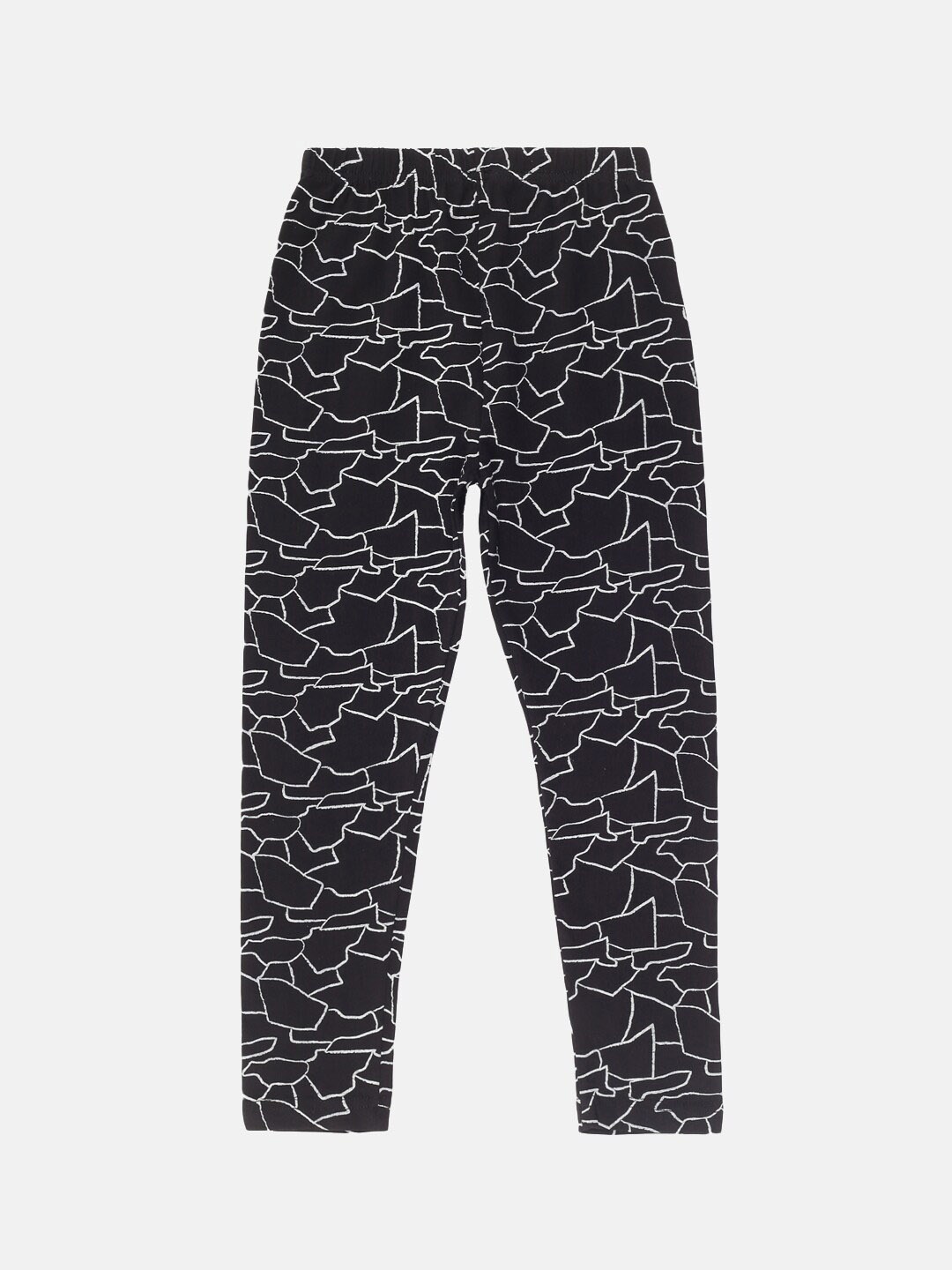 

KiddoPanti Girls Black Printed Ankle-Length Leggings