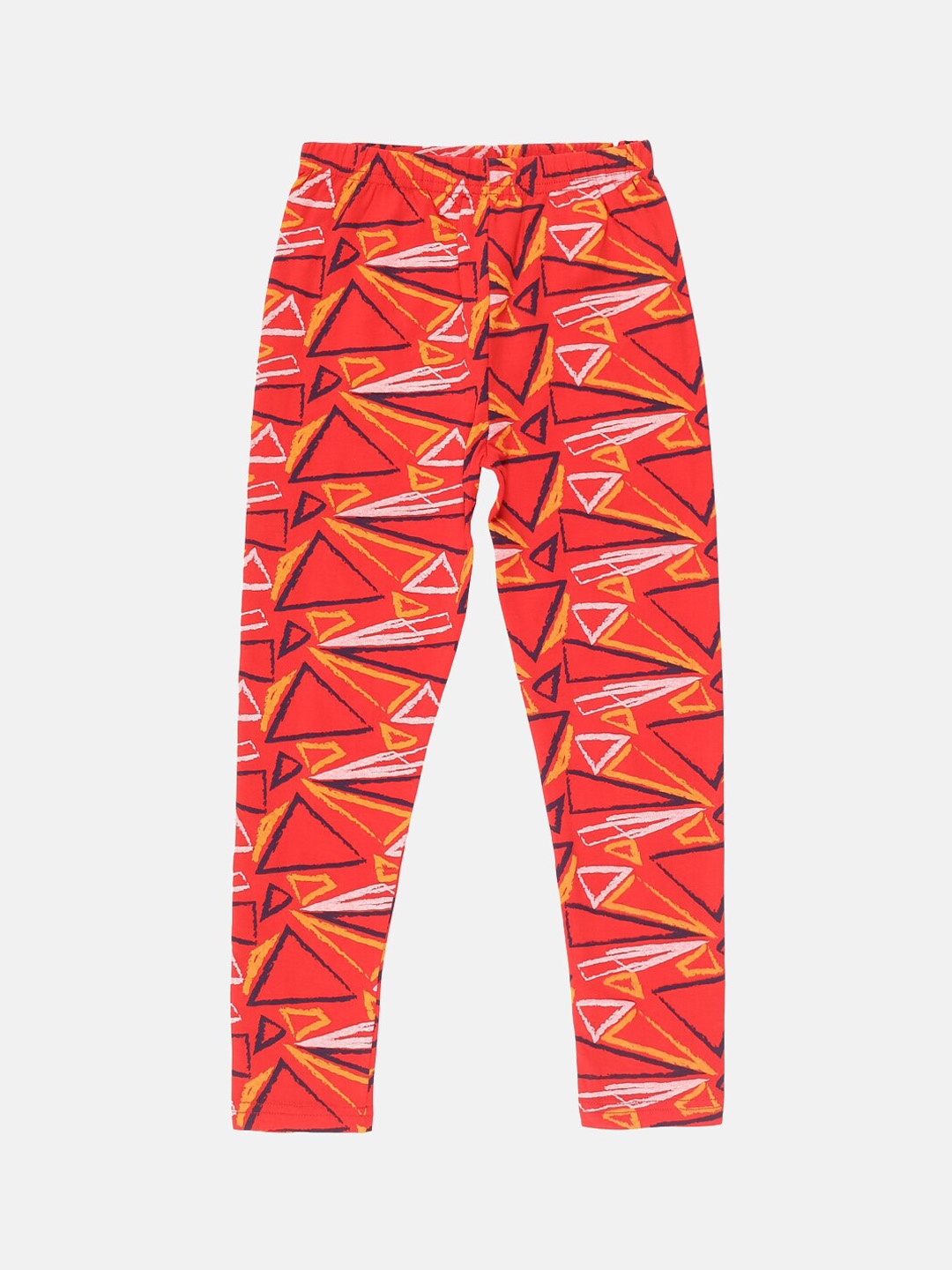 

KiddoPanti Girls Red Printed Ankle-Length Leggings